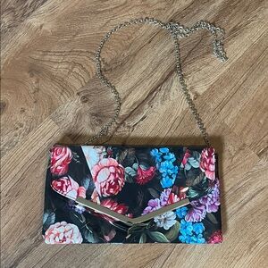 Nine West Multicolor Floral Clutch with Chain